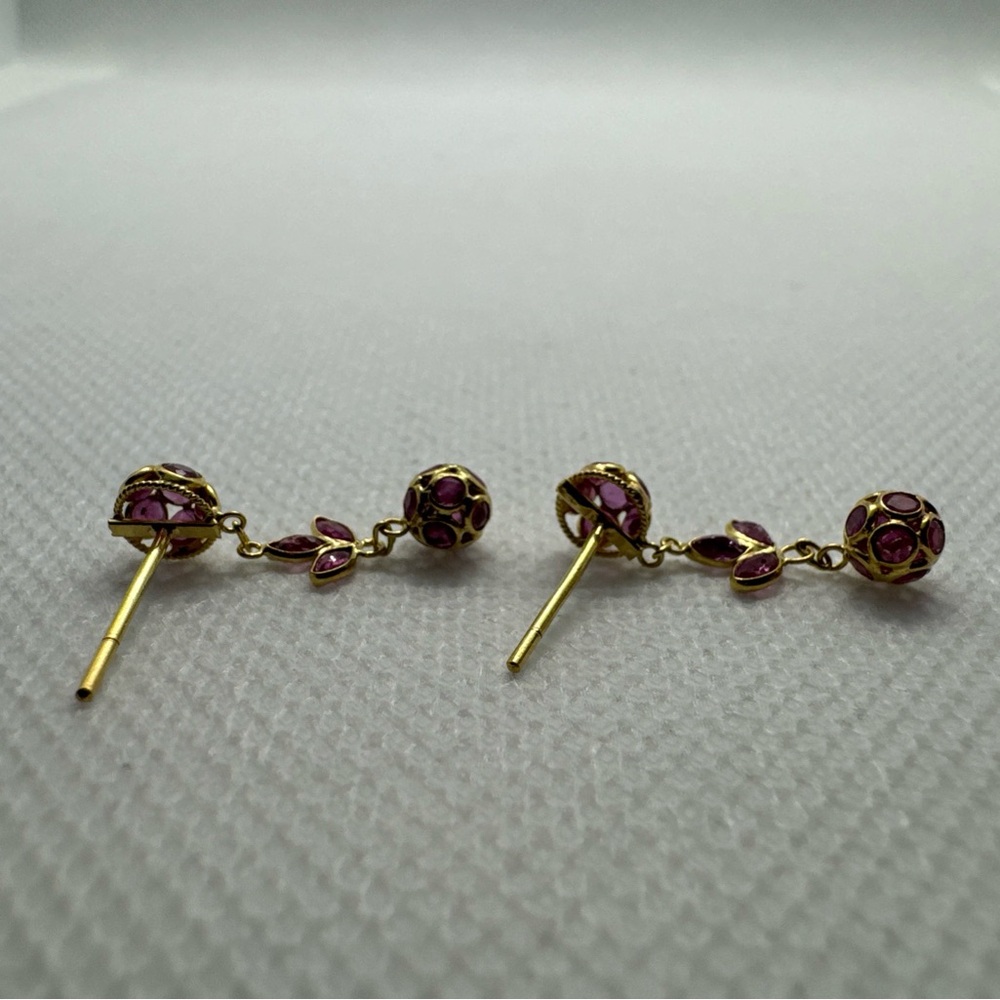 Gorgeous 18k Solid Yellow Gold Ruby Filigree Dang… - image 7